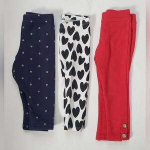 Mixed Lot 3 Baby Girl Pants Valentine Hearts Carter's Cat & Jack Gymboree 18-24M